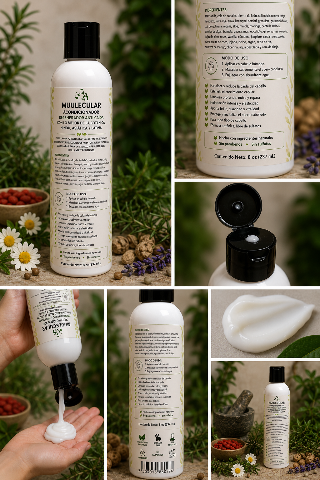MUULECULAR® Acondicionador Regenerador Anti Caída – 8 oz (237 mL)